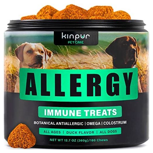 Natural Dog Allergy Chews with Omega, Probiotics, Apple Cider Vinegar - Dog Allergy Relief Supplement - Helps with Hot Spots, Itchy Skin, Seasonal and Food Dog Allergies - 180 Allergy Chews for Dogs