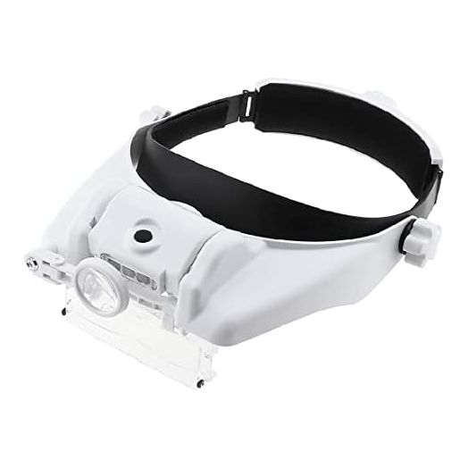 Lighted Head Magnifying Glasses Visor Headset with Light - Headband Magnifier Loupe Hands-Free for Close Work,Sewing,Crafts,Reading,Repair,Jewelry (1.5X to13.0X)