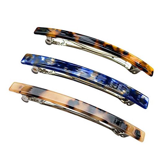 HYFEEL Long French Barrettes, Acrylic Resin Hair Clips, Tortoise Shell, 4 inch