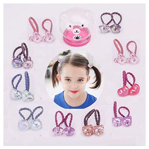 20 Pcs Children Elastic Hair Ties Blingbling Cute Candy Color Hair Bands Girls Hair Ring Soft Ponytail Holder