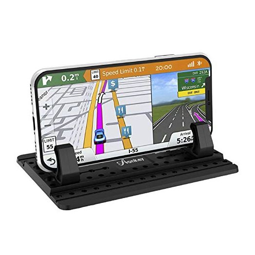 AONKEY Cell Phone Holder for Car, Dashboard Car Pad Mat Vehicle GPS Mount Universal Fit All Smartphones, Compatible with iPhone Xs/XS Max XR X 6S 7/8 Plus