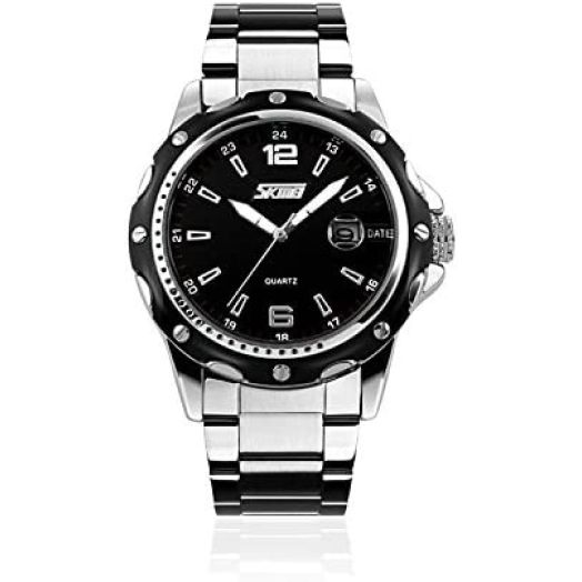 Mens Stainless Steel Band Analog Quartz Watch Dress Wrist Unique Luxury Business Work Casual Waterproof Watches Classic Calendar Date Window