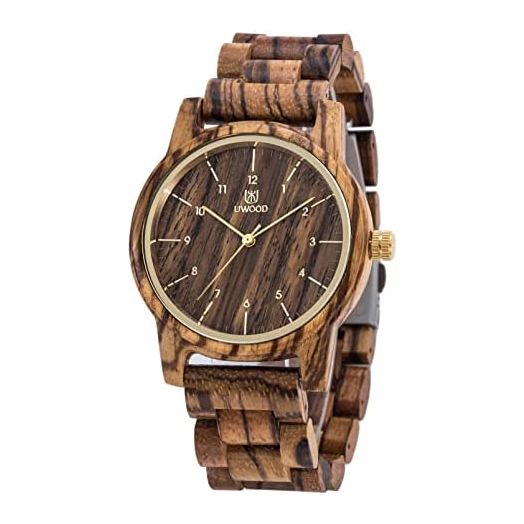 LeeEv Wooden Watches Uwood Series 40 mm Unisex Natural Handmade Wood Watch with Gift Box & Band Adjustable