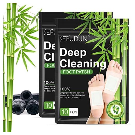 20PCS Detox Foot Pads, Deep Cleansing Foot Pads, Natural Ginger Powder Bamboo Vinegar Foot Patches for Foot Care, Adhesive Sheets for Pain Relief, Relieve Stress, Improve Sleep, Relaxation