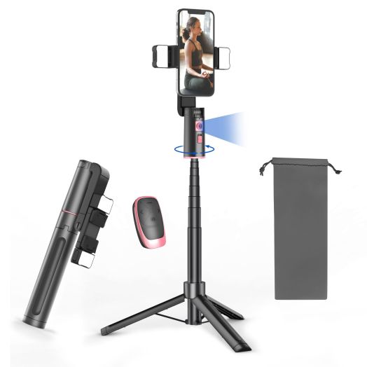 Extendable Auto Face Tracking Tripod with Light, 360 Rotating Tripod, Both Auto or Manual Moving Control, Smart Cameraman Shooting for Video, Vlog, Live Stream