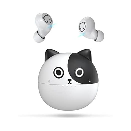 Instiwitt Wireless Earbuds, Kids Cartoon Wireless Bluetooth 5.1 Headphones with Built-in Microphone, Cute Cow Cat Earbuds, IPX5 Waterproof Headphones,Wireless Earbuds for Children and Women