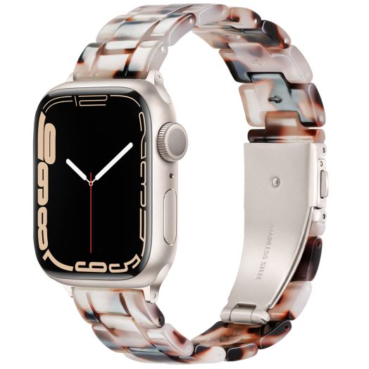 Pleixiu Compatible With Apple Watch Band 38mm 40mm 41mm Lightweight Resin For iwatch Ultra 2 1 Series 9 Series SE Series 8 7 6 5 4 3 2 1 Apple Watch Bands for Women Men-Tortoise Flower for Starlight