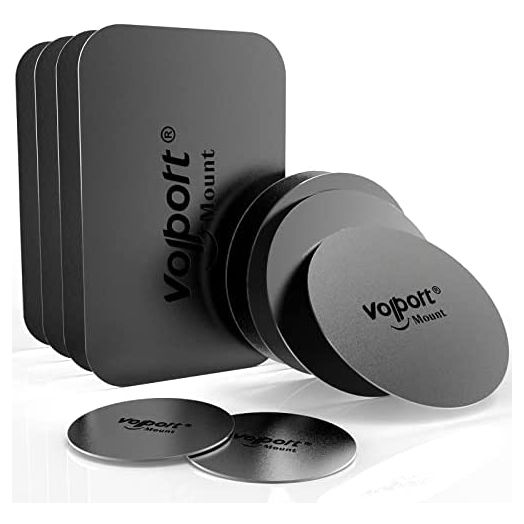 Metal Plate for Phone Magnet, 10 Pack Volport MagicPlate with 3M Adhesive Replacement for Magnetic Phone Car Mount Holder & Cradle & Stand ( Vent / CD / Windshield / Dashboard ) - Rectangle and Round