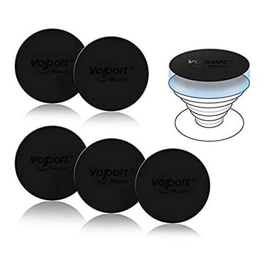 VOLPORT Mount Metal Plates Replacement 6pcs for Magnetic Phone Magnet Car Mount, Phone 3M Strong MagicPlate Metal Disc Sticker Adhesive Round for Magnet Cell Phone Holder Grip(Pops Stand Not Included)