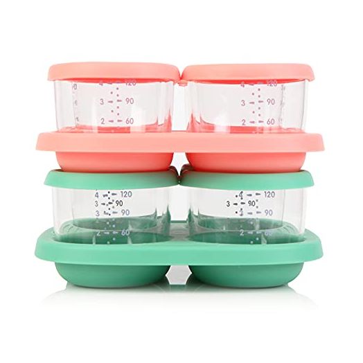 Baby Food Storage,COMI Superior Glass Baby Food Containers 4oz, Baby Food Jars with Food Grade Silicone Lids and Tray Set of 10,Microwave/Dishwasher Friendly