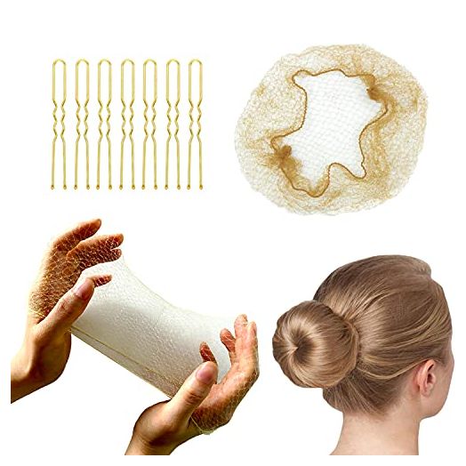 Invisible Hair Nets and U Shaped Hair Pins Set/Hair Bun Shaper Set with 50Pcs Elastic Edge Mesh Hair Nets