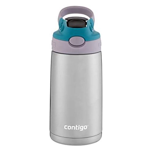 Contigo Kids Stainless Steel Water Bottle with Redesigned AUTOSPOUT Straw, 13 oz, Taro & Juniper