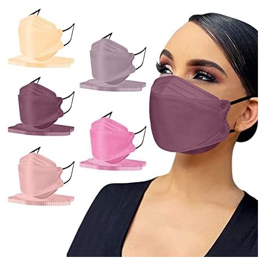 50Pc KF94 Protective Face Masks for Adults,4-Ply Fish Type Breathable Face Mask Disposable With Design for Women Men Anti-Fog