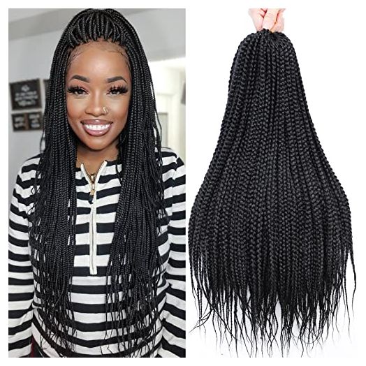 Box Braid Crochet Hair 20 Inch Crochet Braids Pre Looped Crochet Hair for Black Women Small Crochet (6 Pack)