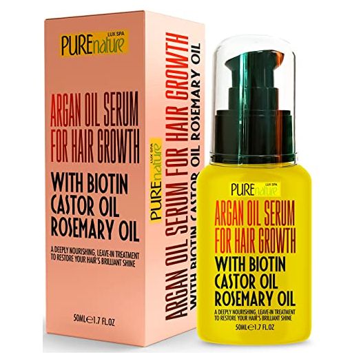 PURE NATURE LUX SPA Moroccan Argan Oil Hair Serum with Keratin, Heat Protectant Anti Frizz Treatment