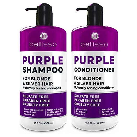 Purple Shampoo and Conditioner Set, Sulfate Free Salon Grade (2 x 16.9 fl oz), Hydrating Toner, Shimmer Correction