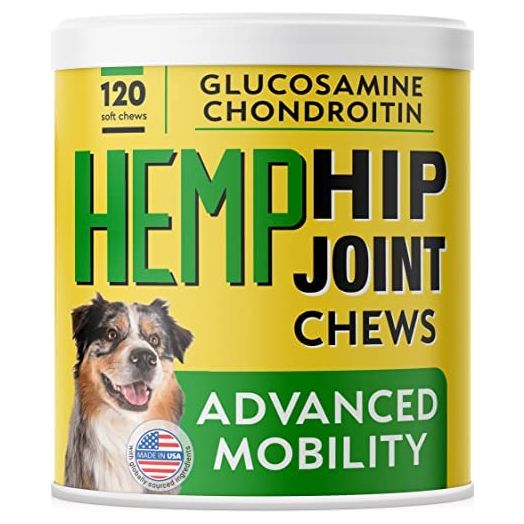 PAWFECTCHEW Hemp Treats for Dogs - Hip and Joint Supplement w/Glucosamine, Chondroitin, MSM, Omega 3 - Joint Pain Relief - Advanced Formula - Senior Dog Aid - Made in USA - 120 Chews