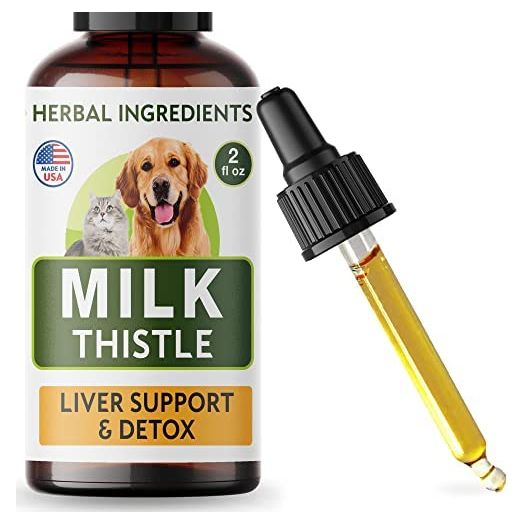 Milk Thistle for Dogs and Cats - Liver Support Supplement - Canine Hepatic Care - Cat & Dog Liver Cleanse - Liquid Milk Thistle Drops for Pets - Liver Protection & Defence - Made in USA - 2 fl oz