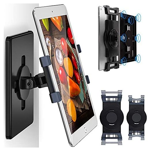 AboveTEK Universal Magnetic iPad Wall Mount, Swivel Holder, 360° Rotating Clamp Fits 6.6-13" Display Tablets, Strong Attach to Metal Surface on Cabinet Whiteboard Kitchen Fridge Steel Car Chasis