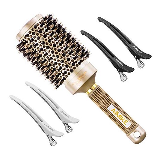 Round Brush, Nano Thermal Ceramic & Ionic Tech Hair Brush, Round Barrel Brush with Boar Bristles