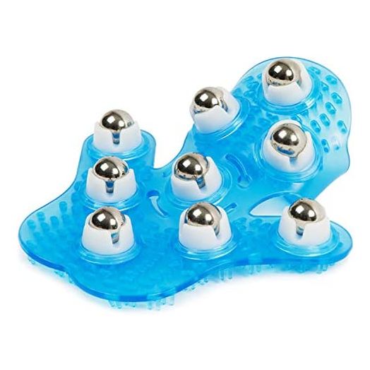 Outton Glove Massager Palm Shaped Hand Massage Manual 9 360-degree-roller Mental Roller Ball Blue