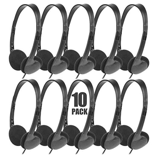 Kids Headphones Bulk 10 Pack for School Students Children Teen Boys Girls, HONGZAN Wholesale Disposable Headphones Classroom Earphones(Black)