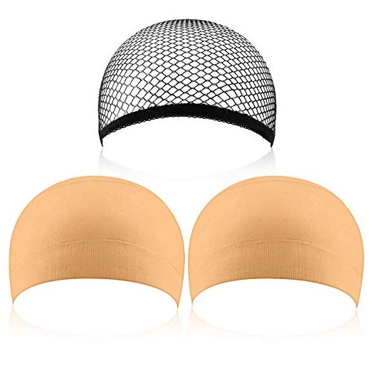 eBoot Wig Caps (Neutral Nude Beige and Black Mesh) (3 Pack)