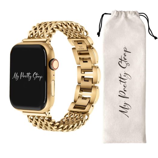 My Pretty Strap Mermaid Band Compatible with Apple WATCH SE Series 8 7 6 5 4 3 2 1, 38/40/41mm or 42/44/45/49mm, Stainless Steel Metal Gold for Women (38MM / 40MM / 41MM, Gold)