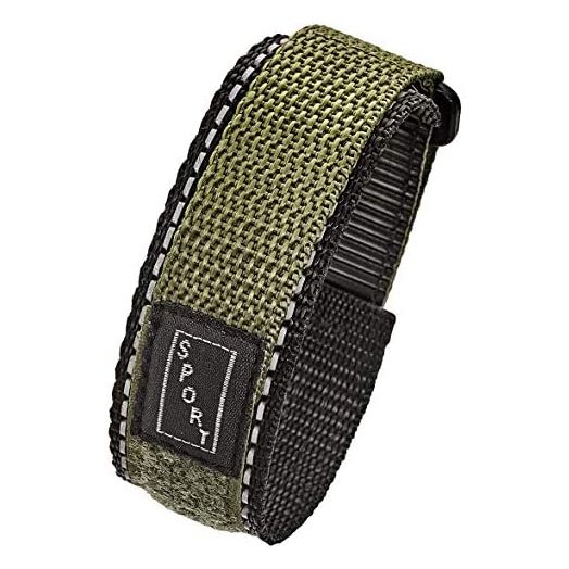 ALPINE Sporty Padded Nylon Fabric watch band - 20mm - black/ green