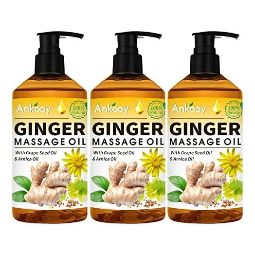 Ginger Oil, Vitamin E Oil and Grape Seed Oil, Ginger Oil for Lymphatic Drainage (3 Pack)
