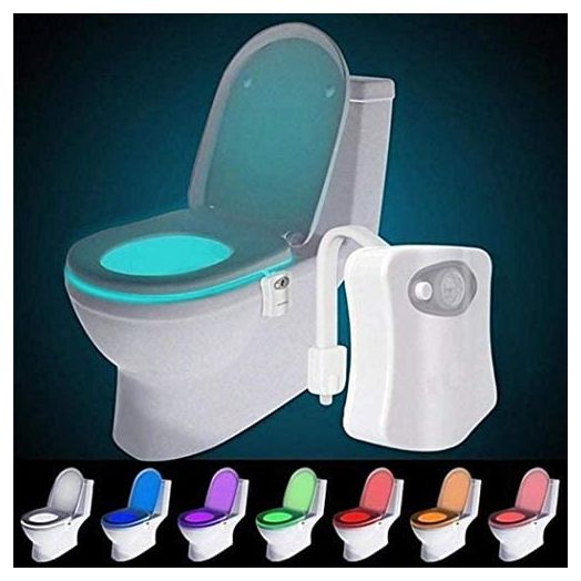 The Original Toilet Night Light Gadget, Fun Bathroom Lighting Add on Toilet Bowl Seat, Motion Sensor Activated LED 9 Color Modes - Weird Novelty Funny Birthday Gag Gifts for Men, Dad, Kids & Toddlers