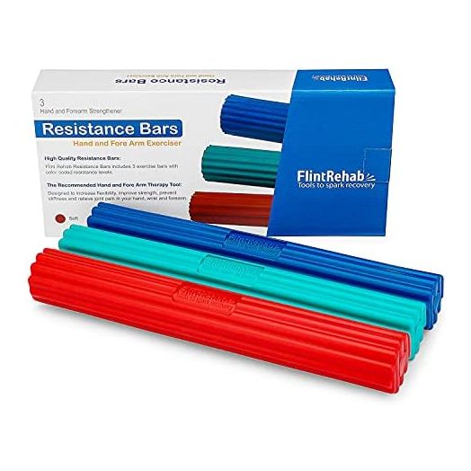 FlintRehab Premium Quality Flex Therapy Bar (3 Pack) - Relieve Tennis & Golfers Elbow Tendonitis Pain - Arm Exercise Wrist & Hand Strength Forearm Grip - 3 Variable Resistance Bars - Injury Recovery