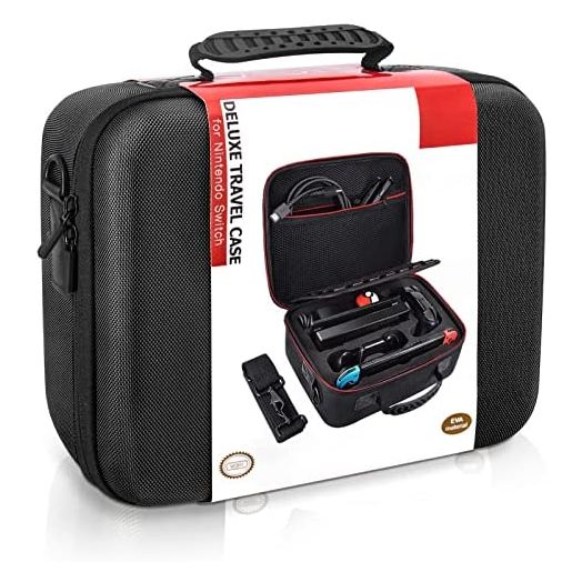 COOWPS Switch Case Compatible with Nintendo Switch and Switch OLED Model 2021, Hard Protective Switch Carrying Case Travel Bag for Switch Console Pro Controller Accessories, Black