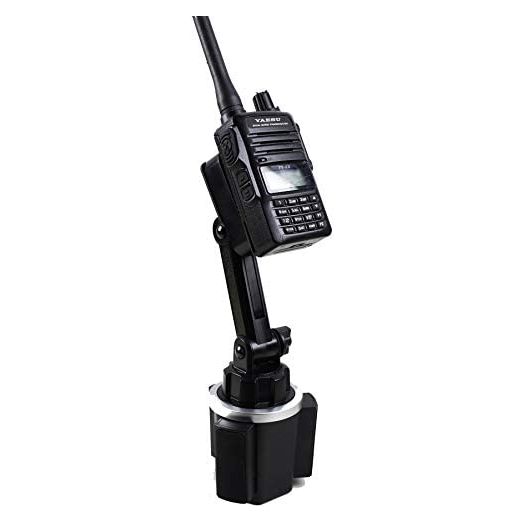 Adjustable Height Cup Holder Mount for BaoFeng Icom Kenwood Yaesu Handhelds Now with Mic Holder