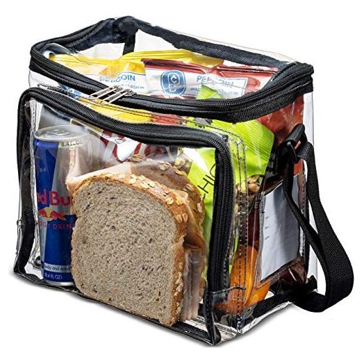 Stadium Approved Clear lunch Bag with Adjustable Strap, Front Storage Compartment, and Mesh Pockets - See Through Zippered Clear lunch Bags for Work, School, Concerts,