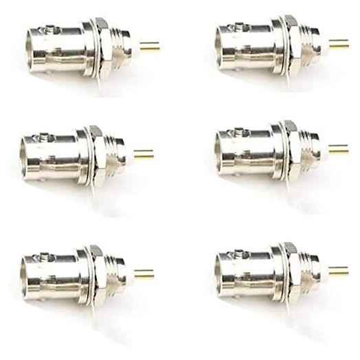 QMseller BNC Chassis Panel Mount Socket Female Jack Solder Type Connectors Adapter 6-Pack