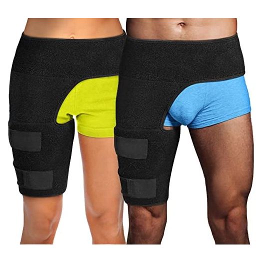 Hip Brace Thigh Compression Sleeve – Hamstring Compression Sleeve & Groin Compression Wrap for Hip Pain Relief. Support for Hip Replacements, Sciatica, Quad Muscle Strains - Large Left