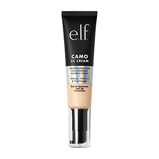 e.l.f. Camo CC Cream, Color Correcting Medium-To-Full Coverage Foundation with SPF 30, Fair 100 W, 1.05 Oz (30g)