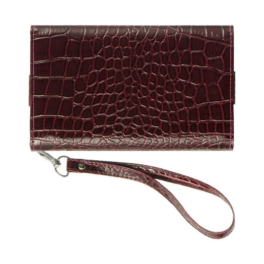 Clutch Wallet Phone Case Croc Embossed Veg leather for iPhone Xs Xr X