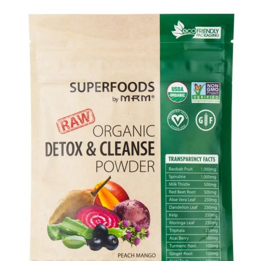 MRM Nutrition Superfoods - Raw Organic Detox & Cleanse Powder, Peach Mango - 4.2 oz (120 Grams)