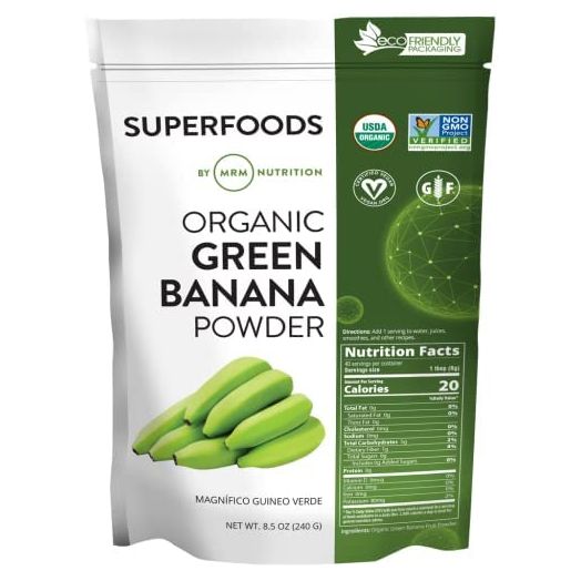 MRM Nutrition Organic Green Banana Powder | Superfoods | High-Fiber | Flour Alternative | Prebiotic Fiber | 40 Servings