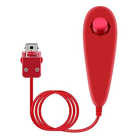 OSTENT Motion Based Wired Nunchuck Controller for Nintendo Wii Console Video Game Color Red