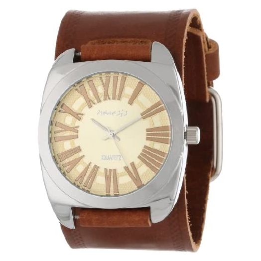Nemesis Women's BHST098Y Brown Collection Retro Roman Leather Band Watch