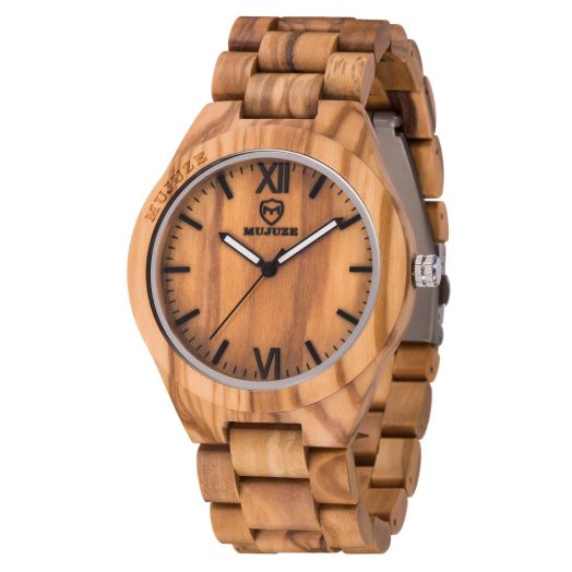 MUJUZE Wood Watch,BIOSTON Natural Handmade Lightweight Wooden Wrist Watches,Mens Wooden Watch