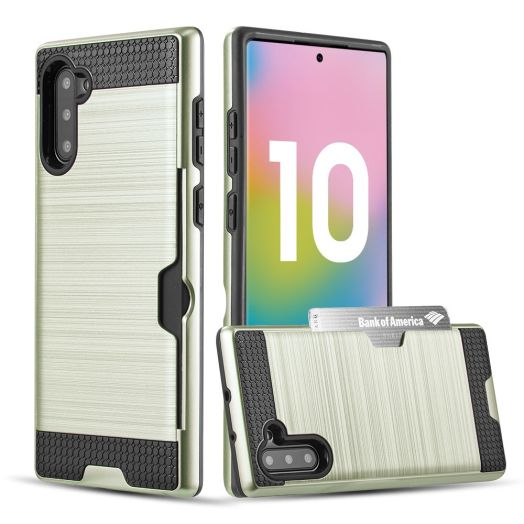 Hybrid Rugged Case Designed for Galaxy Note 10 (2019) With Rotating Ring Holder And Dedicated Card Slot (Gold)