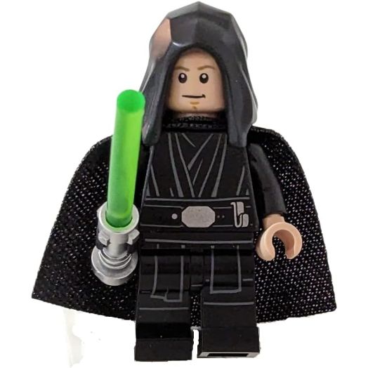Luke Skywalker Jedi Master (Black Hand), Hood, Cape and Lightsaber - Lego Star Wars Minifigure