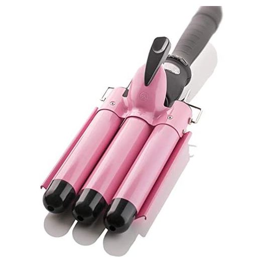 Alure Three Barrel Curling Iron Wand, 1 Inch Ceramic Tourmaline (Pink)