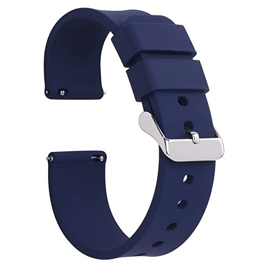 Haiwave Silicone Watch Bands 18mm 20mm 22mm 24mm Quick Release Premium Soft Rubber Replacement Straps (Black, Green, White, Blue for Men and Women (Navy Blue, 24mm)