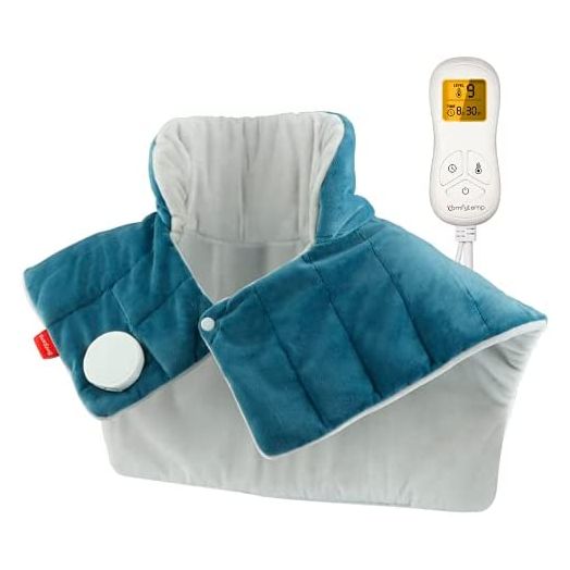 Weighted Heating Pad for Neck and Shoulders, Comfytemp 2.2lb Large Electric Heated Neck Shoulder Wrap for Pain Relief - 9 Heat Settings, 11 Auto-Off with Countdown, Stay on, Backlight - 19"x22"