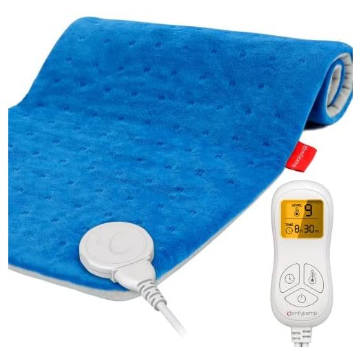 Heating Pad, Comfytemp Electric Heating Pad for Back Pain Relief, 12 x 24In XL Soft Heat Pad - 9 Heat Levels, 11 Timers with Countdown, Stay on, Backlight for Neck, Shoulders, Cramps, Machine Washable